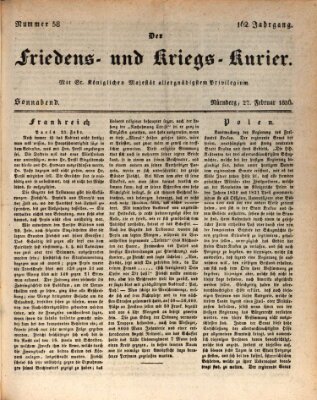Der Friedens- u. Kriegs-Kurier (Nürnberger Friedens- und Kriegs-Kurier) Samstag 27. Februar 1836