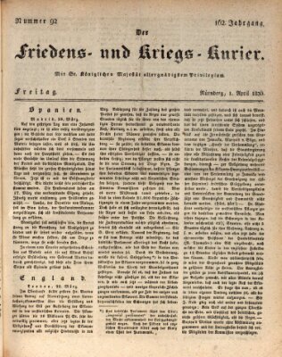 Der Friedens- u. Kriegs-Kurier (Nürnberger Friedens- und Kriegs-Kurier) Freitag 1. April 1836