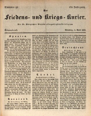Der Friedens- u. Kriegs-Kurier (Nürnberger Friedens- und Kriegs-Kurier) Samstag 2. April 1836