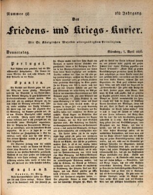 Der Friedens- u. Kriegs-Kurier (Nürnberger Friedens- und Kriegs-Kurier) Donnerstag 7. April 1836