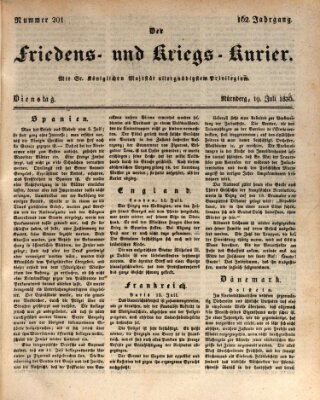 Der Friedens- u. Kriegs-Kurier (Nürnberger Friedens- und Kriegs-Kurier) Dienstag 19. Juli 1836
