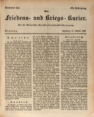 Der Friedens- u. Kriegs-Kurier (Nürnberger Friedens- und Kriegs-Kurier) Sonntag 16. Oktober 1836