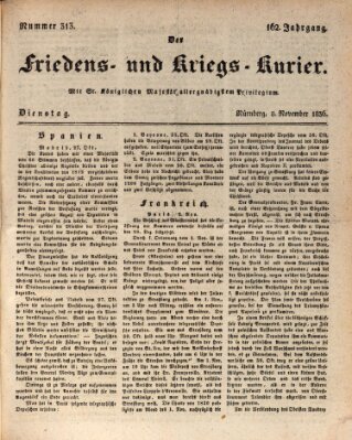 Der Friedens- u. Kriegs-Kurier (Nürnberger Friedens- und Kriegs-Kurier) Dienstag 8. November 1836