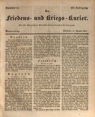 Der Friedens- u. Kriegs-Kurier (Nürnberger Friedens- und Kriegs-Kurier) Donnerstag 12. Januar 1837