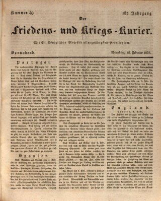 Der Friedens- u. Kriegs-Kurier (Nürnberger Friedens- und Kriegs-Kurier) Samstag 18. Februar 1837