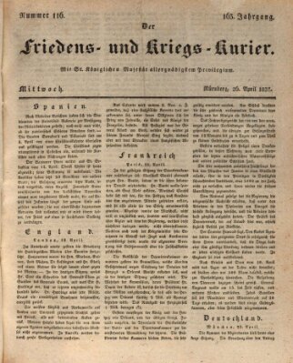 Der Friedens- u. Kriegs-Kurier (Nürnberger Friedens- und Kriegs-Kurier) Mittwoch 26. April 1837