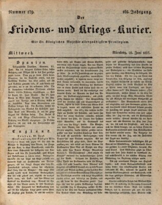 Der Friedens- u. Kriegs-Kurier (Nürnberger Friedens- und Kriegs-Kurier) Mittwoch 28. Juni 1837