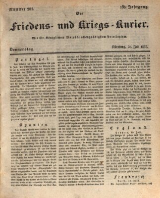 Der Friedens- u. Kriegs-Kurier (Nürnberger Friedens- und Kriegs-Kurier) Donnerstag 20. Juli 1837