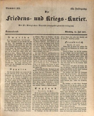 Der Friedens- u. Kriegs-Kurier (Nürnberger Friedens- und Kriegs-Kurier) Samstag 22. Juli 1837
