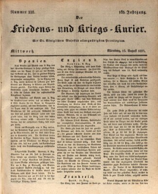 Der Friedens- u. Kriegs-Kurier (Nürnberger Friedens- und Kriegs-Kurier) Mittwoch 16. August 1837