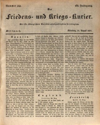 Der Friedens- u. Kriegs-Kurier (Nürnberger Friedens- und Kriegs-Kurier) Mittwoch 30. August 1837