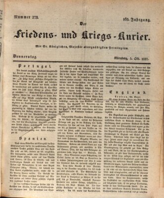 Der Friedens- u. Kriegs-Kurier (Nürnberger Friedens- und Kriegs-Kurier) Donnerstag 5. Oktober 1837