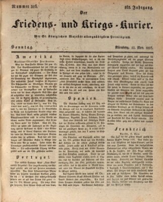 Der Friedens- u. Kriegs-Kurier (Nürnberger Friedens- und Kriegs-Kurier) Sonntag 12. November 1837