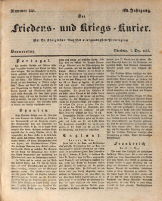 Der Friedens- u. Kriegs-Kurier (Nürnberger Friedens- und Kriegs-Kurier) Donnerstag 7. Dezember 1837