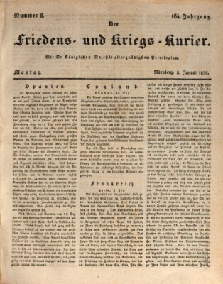Der Friedens- u. Kriegs-Kurier (Nürnberger Friedens- und Kriegs-Kurier) Montag 8. Januar 1838