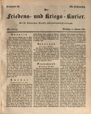Der Friedens- u. Kriegs-Kurier (Nürnberger Friedens- und Kriegs-Kurier) Montag 12. Februar 1838