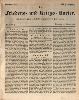 Der Friedens- u. Kriegs-Kurier (Nürnberger Friedens- und Kriegs-Kurier) Freitag 23. Februar 1838