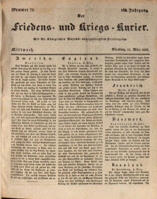 Der Friedens- u. Kriegs-Kurier (Nürnberger Friedens- und Kriegs-Kurier) Mittwoch 14. März 1838
