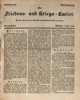 Der Friedens- u. Kriegs-Kurier (Nürnberger Friedens- und Kriegs-Kurier) Samstag 7. April 1838