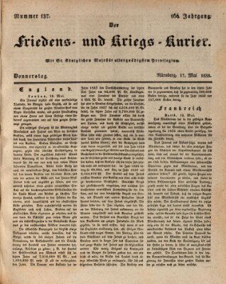 Der Friedens- u. Kriegs-Kurier (Nürnberger Friedens- und Kriegs-Kurier) Donnerstag 17. Mai 1838