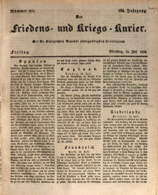 Der Friedens- u. Kriegs-Kurier (Nürnberger Friedens- und Kriegs-Kurier) Freitag 20. Juli 1838
