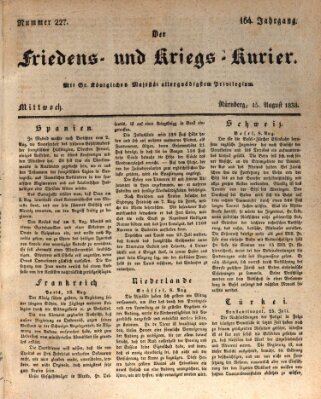 Der Friedens- u. Kriegs-Kurier (Nürnberger Friedens- und Kriegs-Kurier) Mittwoch 15. August 1838