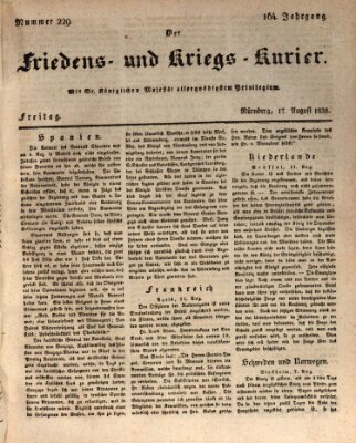 Der Friedens- u. Kriegs-Kurier (Nürnberger Friedens- und Kriegs-Kurier) Freitag 17. August 1838