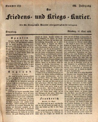 Der Friedens- u. Kriegs-Kurier (Nürnberger Friedens- und Kriegs-Kurier) Sonntag 16. September 1838