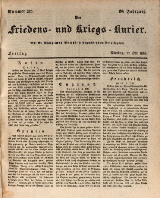 Der Friedens- u. Kriegs-Kurier (Nürnberger Friedens- und Kriegs-Kurier) Freitag 12. Oktober 1838