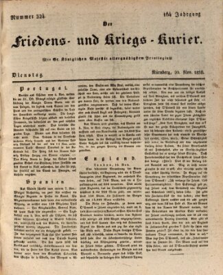 Der Friedens- u. Kriegs-Kurier (Nürnberger Friedens- und Kriegs-Kurier) Dienstag 20. November 1838