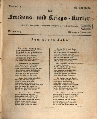 Der Friedens- u. Kriegs-Kurier (Nürnberger Friedens- und Kriegs-Kurier) Dienstag 1. Januar 1839