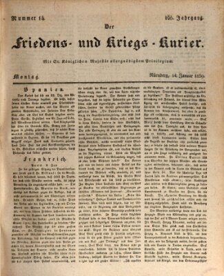 Der Friedens- u. Kriegs-Kurier (Nürnberger Friedens- und Kriegs-Kurier) Montag 14. Januar 1839