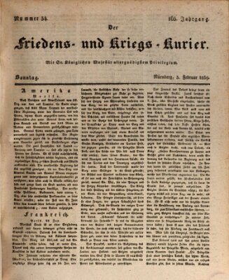 Der Friedens- u. Kriegs-Kurier (Nürnberger Friedens- und Kriegs-Kurier) Sonntag 3. Februar 1839