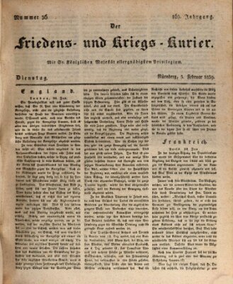Der Friedens- u. Kriegs-Kurier (Nürnberger Friedens- und Kriegs-Kurier) Dienstag 5. Februar 1839