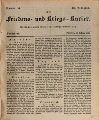 Der Friedens- u. Kriegs-Kurier (Nürnberger Friedens- und Kriegs-Kurier) Samstag 23. Februar 1839