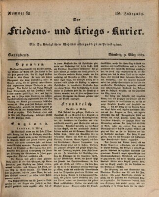 Der Friedens- u. Kriegs-Kurier (Nürnberger Friedens- und Kriegs-Kurier) Samstag 9. März 1839