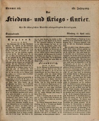 Der Friedens- u. Kriegs-Kurier (Nürnberger Friedens- und Kriegs-Kurier) Samstag 13. April 1839