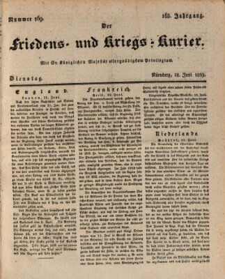 Der Friedens- u. Kriegs-Kurier (Nürnberger Friedens- und Kriegs-Kurier) Dienstag 18. Juni 1839