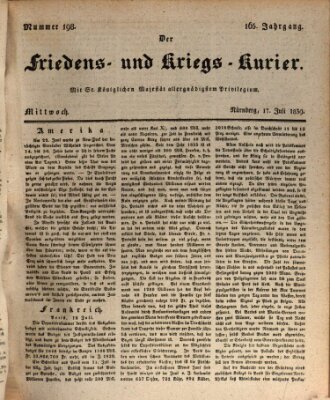 Der Friedens- u. Kriegs-Kurier (Nürnberger Friedens- und Kriegs-Kurier) Mittwoch 17. Juli 1839