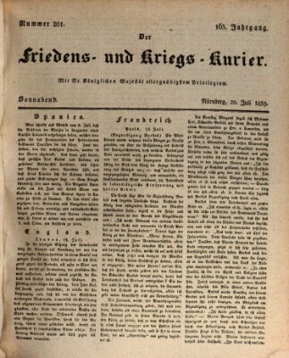 Der Friedens- u. Kriegs-Kurier (Nürnberger Friedens- und Kriegs-Kurier) Samstag 20. Juli 1839