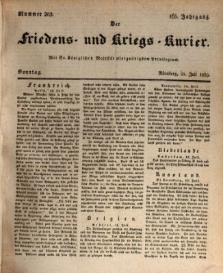 Der Friedens- u. Kriegs-Kurier (Nürnberger Friedens- und Kriegs-Kurier) Sonntag 21. Juli 1839
