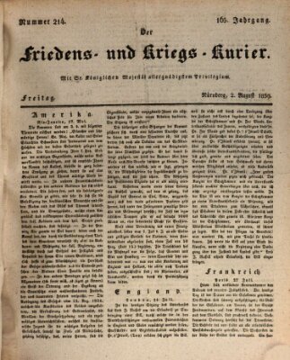 Der Friedens- u. Kriegs-Kurier (Nürnberger Friedens- und Kriegs-Kurier) Freitag 2. August 1839