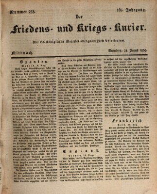 Der Friedens- u. Kriegs-Kurier (Nürnberger Friedens- und Kriegs-Kurier) Mittwoch 21. August 1839