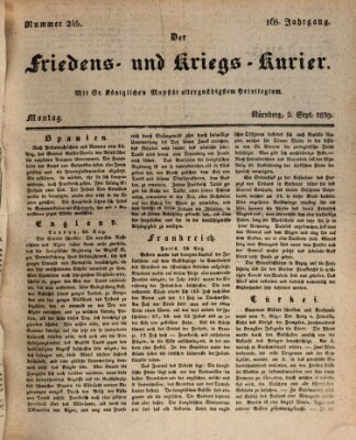 Der Friedens- u. Kriegs-Kurier (Nürnberger Friedens- und Kriegs-Kurier) Montag 2. September 1839