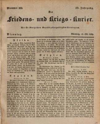 Der Friedens- u. Kriegs-Kurier (Nürnberger Friedens- und Kriegs-Kurier) Dienstag 15. Oktober 1839