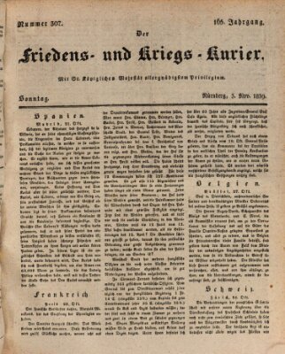Der Friedens- u. Kriegs-Kurier (Nürnberger Friedens- und Kriegs-Kurier) Sonntag 3. November 1839