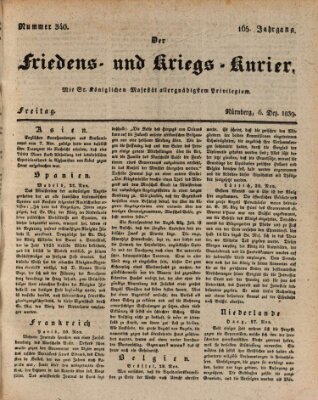 Der Friedens- u. Kriegs-Kurier (Nürnberger Friedens- und Kriegs-Kurier) Freitag 6. Dezember 1839