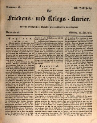Der Friedens- u. Kriegs-Kurier (Nürnberger Friedens- und Kriegs-Kurier) Samstag 18. Januar 1840