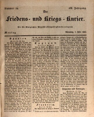 Der Friedens- u. Kriegs-Kurier (Nürnberger Friedens- und Kriegs-Kurier) Montag 3. Februar 1840