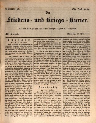 Der Friedens- u. Kriegs-Kurier (Nürnberger Friedens- und Kriegs-Kurier) Mittwoch 26. Februar 1840